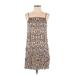 Topshop Casual Dress - Shift Square Sleeveless: Brown Leopard Print Dresses - Women's Size 4