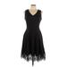 Maia Casual Dress - A-Line V Neck Sleeveless: Black Print Dresses - Women's Size 10