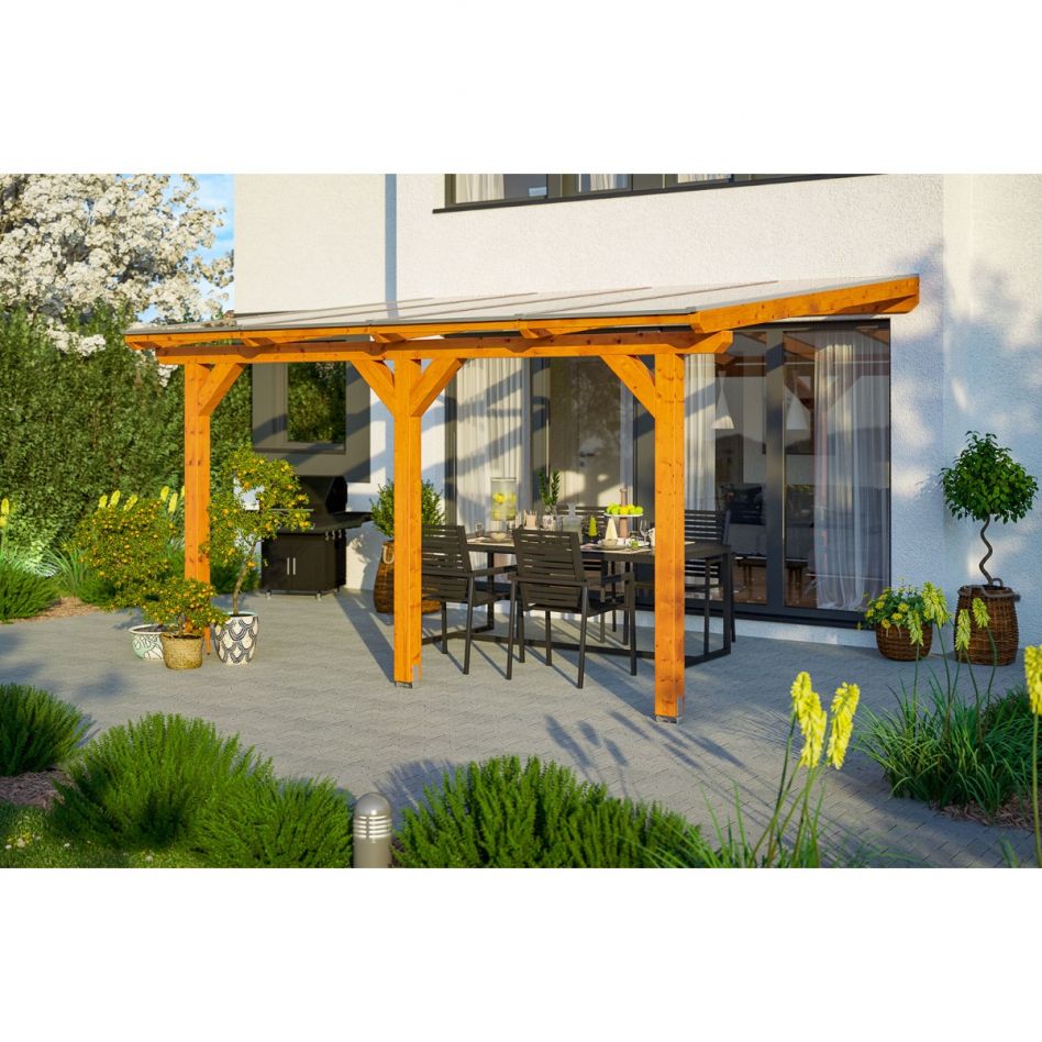 Skan Holz Terrassenüberdachung Andria Terrassendach, 648x350 cm, Eiche Hell Image
