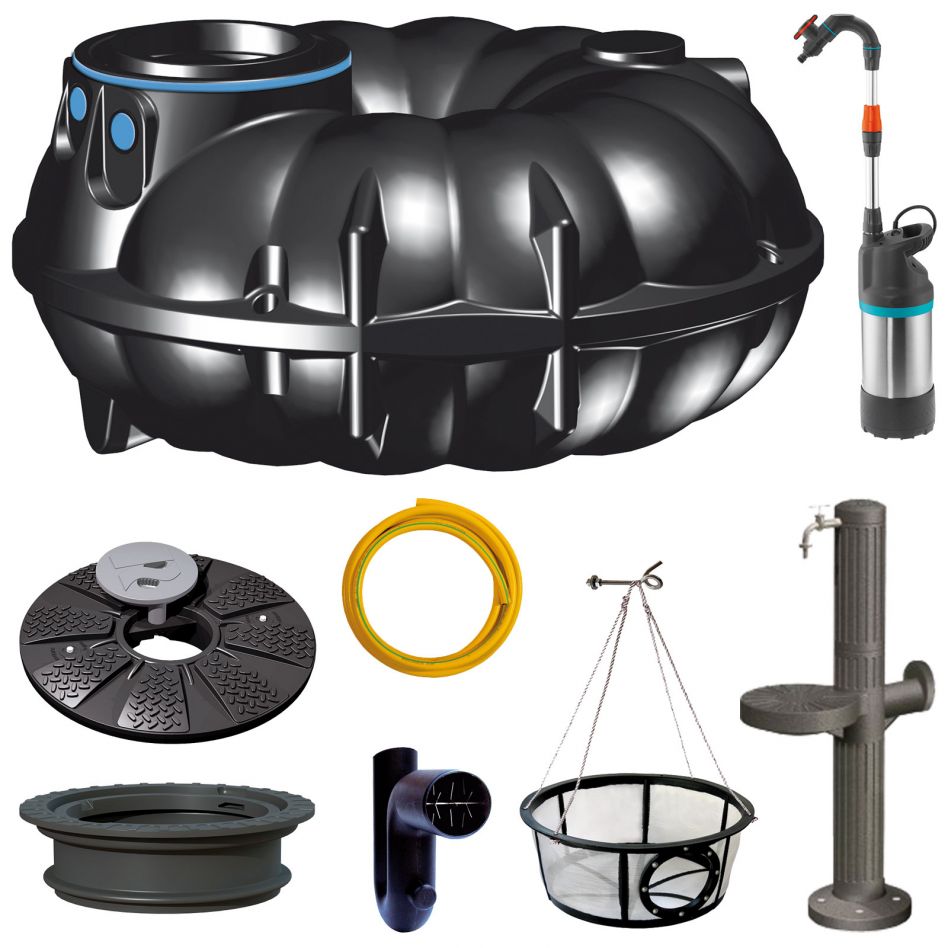 Wellker BENZ24 Gartenanlage Flachtank NEO Regenwassertank Aktionspaket, 5000 l Image