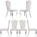 Modern Gorgeous High Back Dining Chairs White Velvet Upholstered Dining Room Chairs with Silver Metal Legs