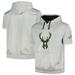 "Men's Fanatics Branded Silver/Black Milwaukee Bucks Short Sleeve Pullover Hoodie"