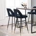Modern Contemporary Velvet Upholstered Connor 28" Bar Stool with Nailheads and Gold Tipped Black Metal Legs,Set of 2