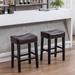 Counter Height 26" Bar Stools for Kitchen Counter Backless Faux Leather Stools Farmhouse Island Chairs (Gray, Set of 2)