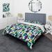 Designart "Green And Purple Groovy Grid Adventure II" Purple Modern Bedding Cover Set With 2 Shams