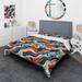 Designart "Blue And Orange Futuristic Vibes Striped Pattern" Orange Modern Bedding Set With Shams