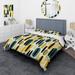 Designart "Yellow And Green Striped Oval Pattern" Green Modern Bed Cover Set With 2 Shams