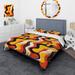 Designart "Yellow And Red Popart Lichtenstein Lines I" Yellow Modern Bedding Cover Set With 2 Shams