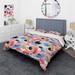 Designart "Blue And Pink Midcentury Geometric Collage" Pink Modern Bedding Set With Shams