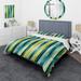 Designart "Green And Yellow Stripes Harmony" Yellow Modern Bedding Set With Shams