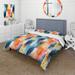 Designart "Blue Artistic Striped Explosion" Yellow Modern Bedding Cover Set With 2 Shams