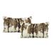 Set Of Two 12" X 20" Brown And White Rabbit Natural Fur Animal Print Throw Pillows