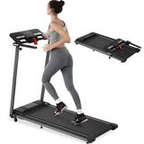 EUROCO 500LBS 2.5HP Folding Treadmill with 7.6mph Speed 48 Longer 2 in 1 Under Desk Treadmill Walking Treadmill with Remote Control and LED Display Quiet Compact & Small Treadmill for Home Office