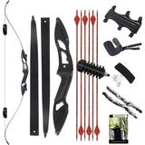 AME Hunting Recurve Bow for Adults - Powerful and Durable Recurve Bow Kit Perfect for Hunting and Bowfishing Take Down Bow Recurve Bow and Arrow Set 56 inch 30-50lbsï¼ˆ35lbsï¼‰