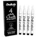 Extra Fine Tip White Chalk Markers (4 Pack 1mm Point) Chalk Pens - White Dry Erase Marker Pen for Blackboard Chalkboards Windows Glass Bistro Signs