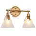 LNC 2-Light Brushed Gold and Opal Glass Horn Modern/Contemporary LED Bathroom Vanity Light Bar