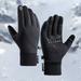 Baocc Winter Gloves Q802 Winter Zipper Touchscreen Windproof Warm Waterproof Cycling Sports Plush Ski Gloves Accessories Black