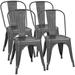 HBBOOMLIFE Metal Dining Chairs Indoor-Outdoor Use Stackable Side Chairs with Back Industrial Kitchen Classic Trattoria Chair Set of 4 (Black)