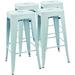 HBBOOMLIFE Metal Stools 30 Indoor Outdoor Stackable Barstools Modern Style Industrial Vintage Counter Stools Set of 4 (30 inch Blue)