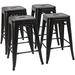 HBBOOMLIFE Metal Stools 30 Indoor Outdoor Stackable Barstools Modern Style Industrial Vintage Counter Stools Set of 4 (30 inch Blue)