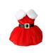 Esaierr Girls Dog Cats Christmas Dresses Kitten Puppy Costumes Outfit Santa Dog Clothes Xmas Cat Thermal Skirt for Small Medium Dogs Cats