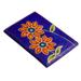 Lovely Traveler in Blue,'Blue Leather Passport Cover with Hand Painted Flowers'