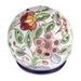 'Floral Talavera-Style Ceramic Tealight Lantern from Mexico'