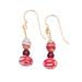 Luxury Red,'Red and White Recycled Glass Beaded Dangle Earrings'