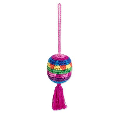 Oneiric Fun,'Traditional Knit Cotton Hacky Sack Ornament in Vibrant Hues'