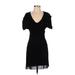 Weston Wear Casual Dress - Sheath V Neck Short sleeves: Black Print Dresses - Women's Size Small