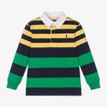 Ralph Lauren Boys Yellow & Green Stripe Rugby Shirt