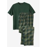 Men's Big & Tall Jersey Knit Plaid Pajama Set by KingSize in Tonal Green Plaid (Size 3XL) Pajamas