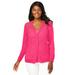 Plus Size Women's Crochet Button-front Cardigan by Jessica London in Pink Burst (Size M)