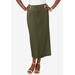 Plus Size Women's True Fit Stretch Denim Midi Skirt by Jessica London in Dark Olive Green (Size 20 W)