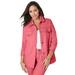 Plus Size Women's Classic Cotton Denim Jacket by Jessica London in Tea Rose (Size 14) 100% Cotton Jean Jacket