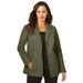 Plus Size Women's Leather Blazer by Jessica London in Dark Olive Green (Size 20 W)