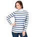 Plus Size Women's Ribbed Cotton Turtleneck Sweater by Jessica London in Dark Sapphire Rib Stripe (Size 30/32) Sweater 100% Cotton