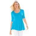 Plus Size Women's Stretch Cotton Peplum Tunic by Jessica London in Ocean (Size 18/20) Top