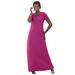 Plus Size Women's Stretch Cotton T-Shirt Maxi Dress by Jessica London in Raspberry (Size 12)