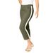 Plus Size Women's Classic Cotton Denim Capri by Jessica London in Dark Olive Green Stripe (Size 18) Jeans