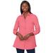 Plus Size Women's Poplin Tunic by Jessica London in Tea Rose (Size 34) Long Button Down Shirt