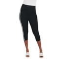 Plus Size Women's Everyday Stretch Cotton Capri Legging by Jessica London in Black Graphic Herringbone (Size 14/16)