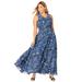 Plus Size Women's Georgette Flyaway Maxi Dress by Jessica London in Navy Painted Scroll (Size 30 W)