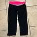 Lululemon Athletica Pants & Jumpsuits | Lululemon Black Crop Split Bottom Hem Mid Rise Y2k 2000s Leggings - Size6 | Color: Black/Pink | Size: 6
