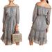Anthropologie Dresses | Anthropologie Kierra Tiered Peasant Off-The-Shoulder Peasant Pullover Dress Sz 6 | Color: Blue/Silver | Size: 6