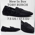 Tory Burch Shoes | New! Tory Burch Ballet Logo Medallion Leather Loafer 7.5 Nib Box 37.5 Eu Nwt | Color: Black | Size: 7.5