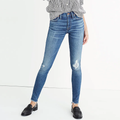 Madewell Jeans | Madewell Jeans 25 Blue 9" High Rise Skinny Distressed Allegra Wash Rip & Repair | Color: Blue | Size: 25