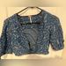 Free People Tops | Free People Puff Sleeve Crop Top | Color: Blue/White | Size: 10