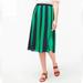 J. Crew Skirts | J. Crew Midi Length Skirt Pleated Green Black Petite Women's Size. 10 10p | Color: Blue/Green | Size: 10p