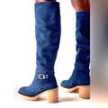 Free People Shoes | Nib Free People Jasper Suede Tall Boots, Blue, 38.5/ 8.5 | Color: Blue | Size: 8.5